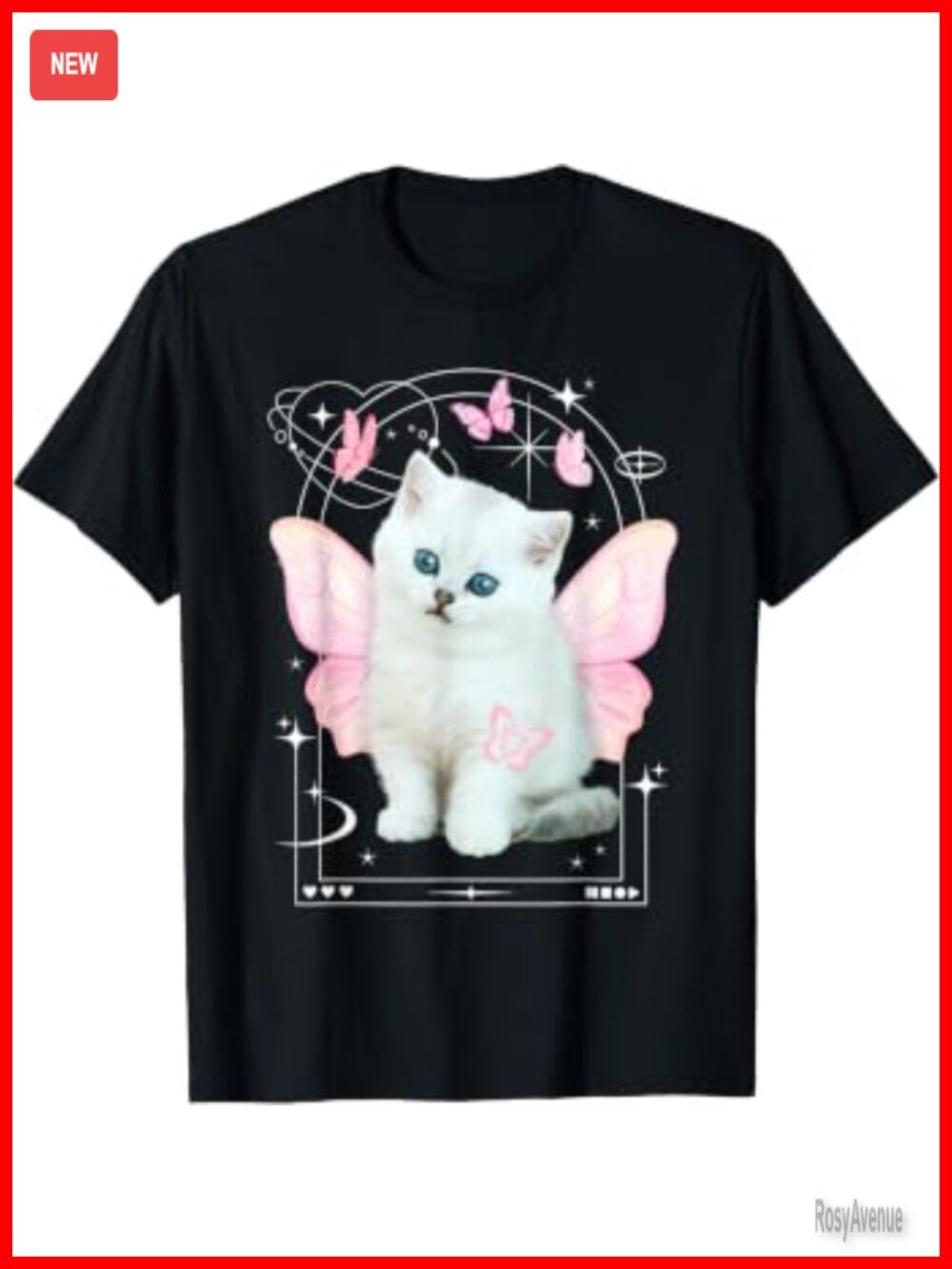 Cat Butterfly Fairy Y2K Cyber Graphic Tee | Aesthetic Streetwear